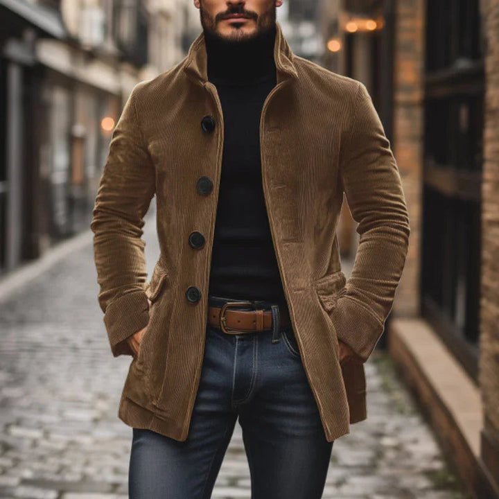 Elegantne Kootud Jakk Kõrge Kraega Stiliks